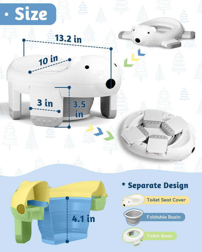 Portable Travel Potty – Folding Toddler Toilet with Potty Chart & Storage Bag