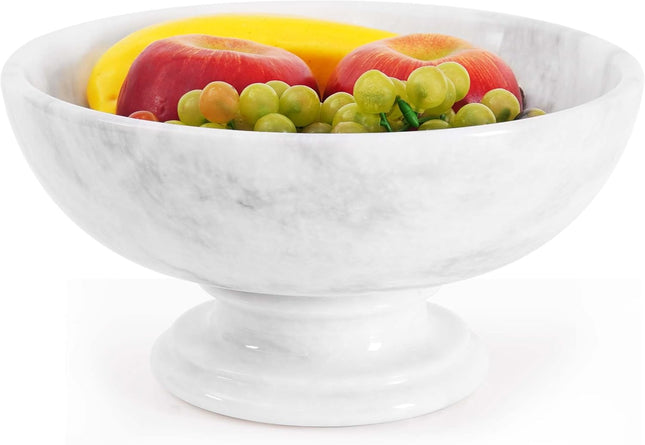 Radicaln Marble Fruit Bowl 10" – Handmade White Stone Serving Bowl