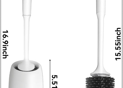 MEKEET Silicone Toilet Brush & Holder Set with Soft Bristle Brush – Black/White