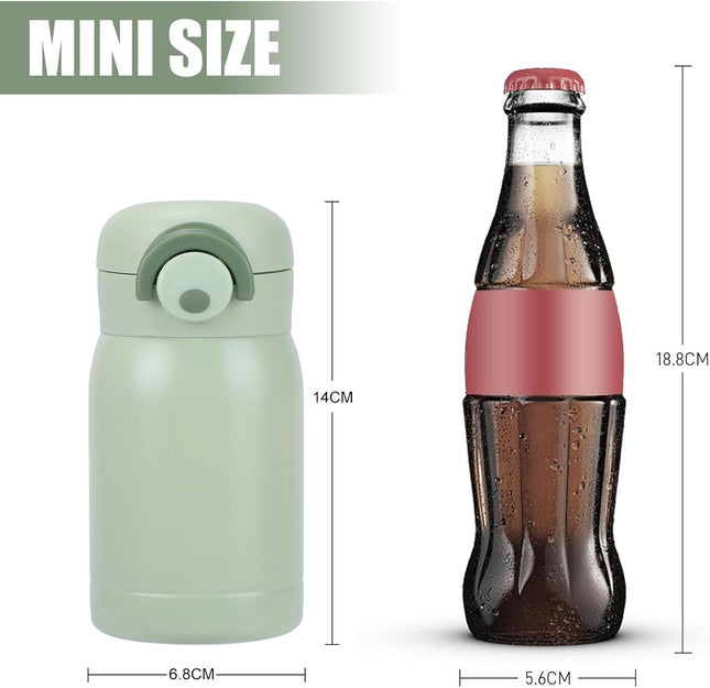 Risipu  Mini Thermos Flask with Straw for Hot and Cold Drinks – 150ml (C-Green)