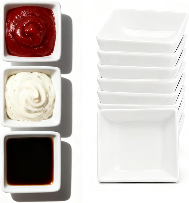 sinzau Square Plastic Dipping Bowls – 12 Pieces Small Snack Bowls