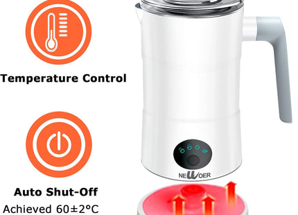 Milk Frother Electric – 4 in 1 Milk Steamer with Automatic Shut-Off – White & Blue