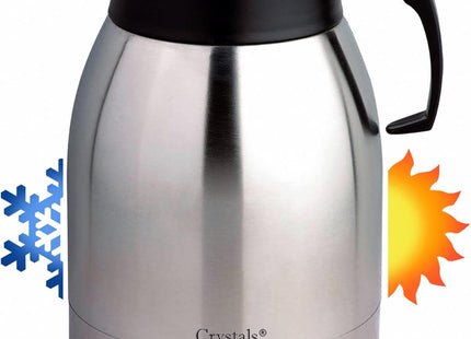 Crystals 2L Thermal Flask Coffee Carafe – Stainless Steel insulated Jug for Hot & Cold Drinks