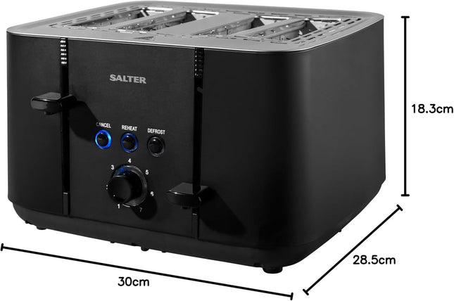 Salter Kuro 4 Slice Toaster – 1850W with 7 Browning Levels & Wide Slots