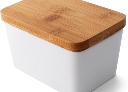 Joeji's Ceramic Butter Dish – 500ml Container with Bamboo Lid & Silicone Seal