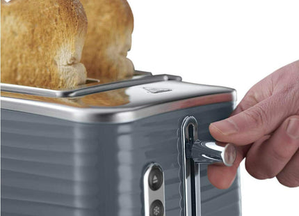 Russell Hobbs Inspire 2 Slice Toaster – Grey Textured High Gloss, Wide Slots, Lift & Look, 6 Browning Settings, 1050W
