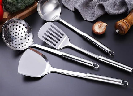 4-Piece Stainless Steel Kitchen Utensil Set – Cooking Spoon, Ladle, Skimmer & Turner