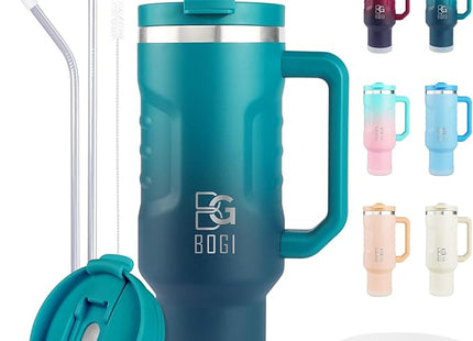 BOGI 40oz Insulated Tumbler with Handle, Straw & Leakproof Lid