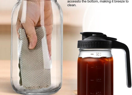 Mason Jar Pitcher Wide Mouth Glass Water Jug with Handle & Lid – 800ml