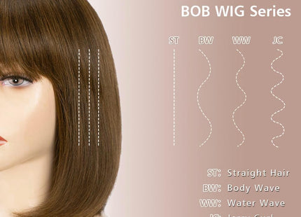YEESHEDO Women’s Short Synthetic Bob Wig with Flat Bangs – 12" Brown