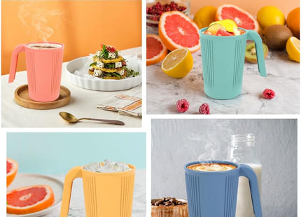 Milaosk 4-Piece Unbreakable Plastic Cups – Reusable 350ml Mugs with Handles