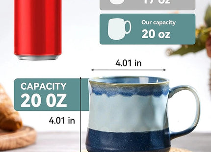 Cteahrow 21oz Large Blue Ceramic Coffee Mug for Office and Home