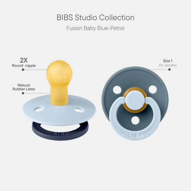 BIBS Colour Studio Soother 2 Pack Size 3 – Natural Latex Dummy 18+ Months