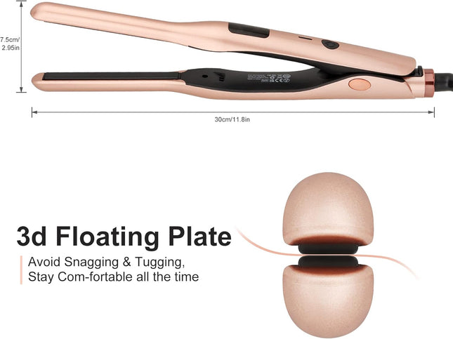 Mini Ceramic Pencil Hair Straightener – Rose Gold (For Short Hair, Pixies & Beards)