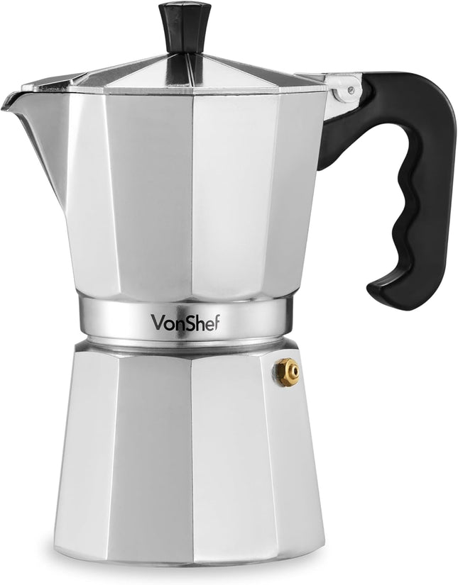 VonShef 6-Cup Stovetop Coffee Maker – 300ml Italian Espresso Moka Pot