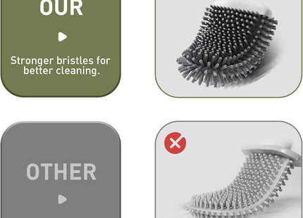 ASOBEAGE Silicone Toilet Brush with Quick-Dry Holder, Flexible Head – White