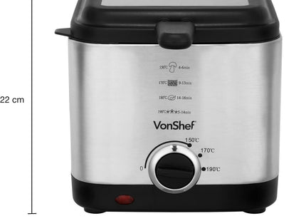 VonShef 1.5L Deep Fat Fryer – Stainless Steel Compact Fryer