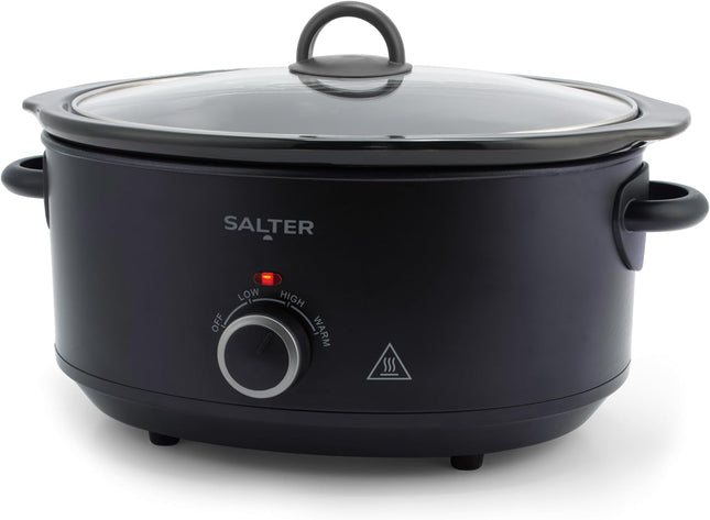 Salter Kuro 6.5L Slow Cooker – Family Size, 3 Heat Settings, Keep Warm, Black, 320W