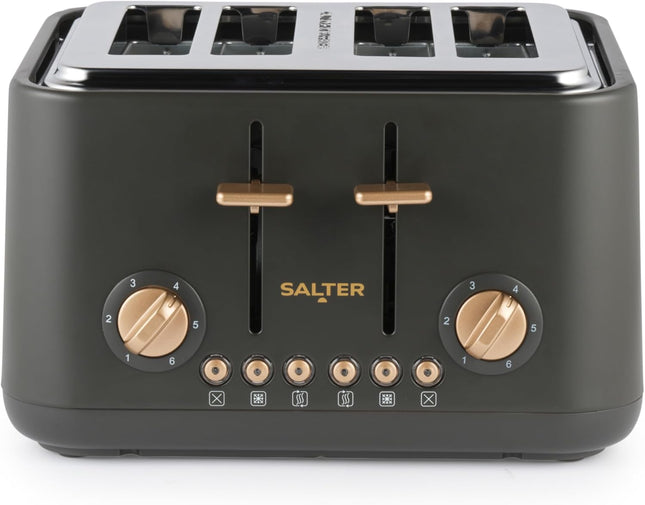 Salter Pebble 4-Slice Toaster – Wide Slots, 6 Browning Levels, Charcoal, 1630W