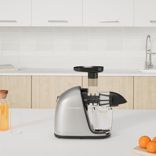 AMZCHEF Cold Press Juicer – Slow Masticating Juicer for Fruits & Vegetables – Grey