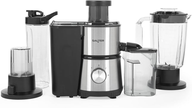 Salter 4-in-1 Juicer & Blender 400W – Smoothie Maker with Grinder & Sports Bottle
