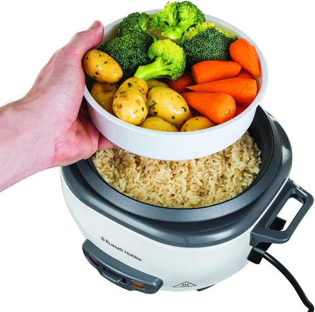 Russell Hobbs 6 Portion Rice Cooker – 0.8L, Steamer Basket, 300W