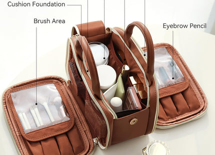 Prite Makeup Bag – Large Capacity Travel Cosmetic Bag with Side Openings