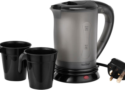 VonShef 0.5L Travel Kettle – with 2 Stackable Cups, 650W, Auto Shut-Off