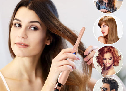 Mini Ceramic Pencil Hair Straightener – Rose Gold (For Short Hair, Pixies & Beards)