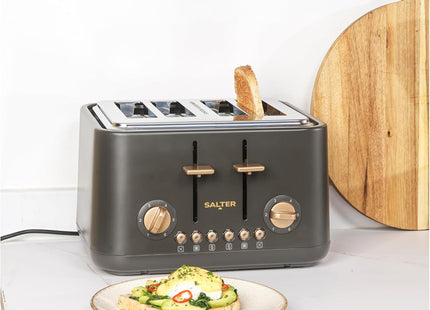 Salter Pebble 4-Slice Toaster – Wide Slots, 6 Browning Levels, Charcoal, 1630W