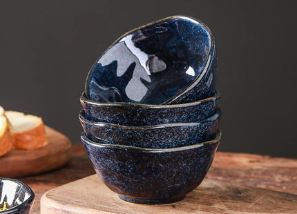Vicrays Ceramic Small Dessert Bowls Set – 10 oz, Set of 6 – Starry Blue