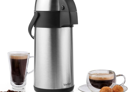VonShef Stainless Steel Airpot – 3L & 5L Double-Wall Insulated Dispenser