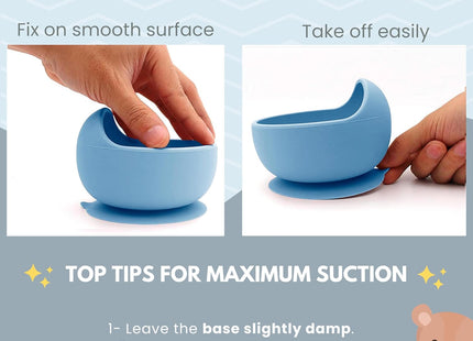 Xabono Baby Suction Plate & Spoon Set – Light Blue