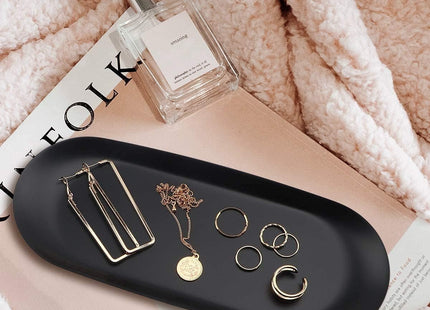 Hioph 2‑Pack Black Stainless Steel Vanity Trays – 9" for Cosmetics, Perfume & Jewelry