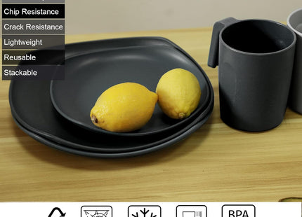 Greentainer 16-Piece Dinnerware Set – Plastic Plates, Bowls, Cups