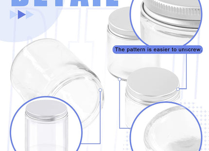 Glarks 10 and 12 Pack Glass Cosmetic Jars – 2oz, 4oz & 8oz Refillable Containers with Lids