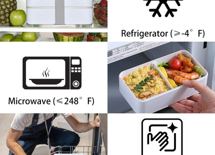 TOPESCT Bento Box for Adults – 1400ML Two-Tier Lunchbox with Cutlery