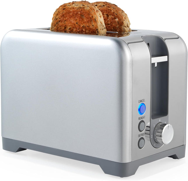 Salter Aspen 2-Slice Toaster – Wide Slots, 7 Browning Levels, 930W, Silver