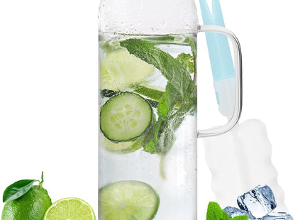 Yirilan 1.5L Borosilicate Glass Jug with Stainless Steel Lid