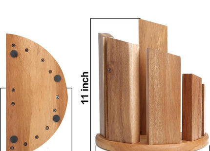 Uniharpa Wooden Semi-Circular 360° Magnetic Knife Block Holder