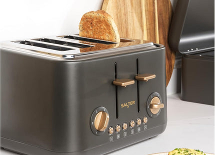 Salter Pebble 4-Slice Toaster – Wide Slots, 6 Browning Levels, Charcoal, 1630W