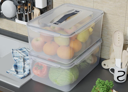 Kiddream 2 Pack 15L Rectangular Plastic Food Container with Latch Lid
