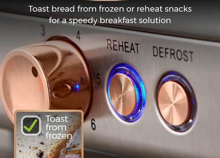 Tower Cavaletto 4-Slice Toaster – 800 W, Black and Rose Gold