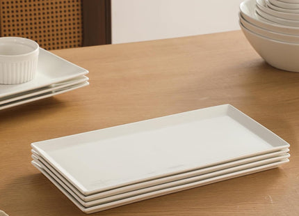 DOWAN Large Porcelain Serving Platters – Set of 4 – White