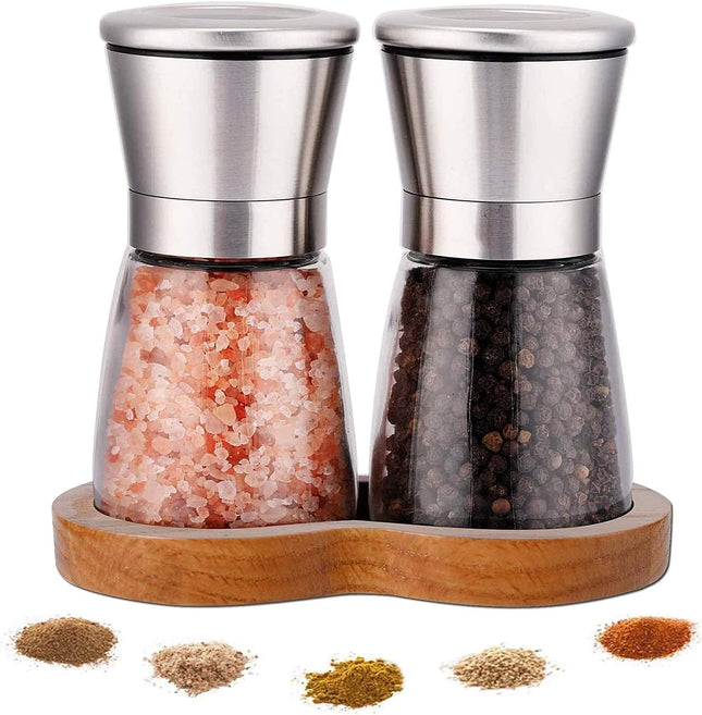 LessMo Salt & Pepper Grinder Set – 2-Piece Manual Mills with Adjustable Ceramic Grinder