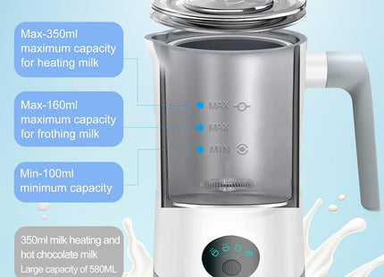 Milk Frother Electric – 4 in 1 Milk Steamer with Automatic Shut-Off – White & Blue