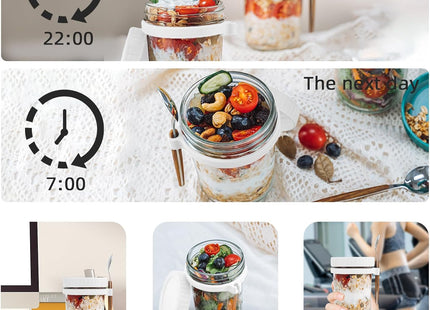 SMARCH Overnight Oats Jars with Lid & Spoon Set – 4-Pack (16oz, Multicolour)