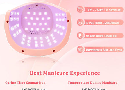 LKE UV Gel Nail Lamp 268W – 60 LED Professional Nail Dryer - Used