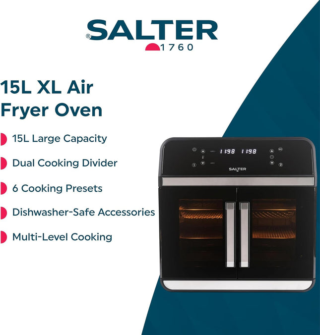 Salter XL Air Fryer Oven – 15L Dual Zone with Rotisserie, 2300W