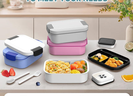 BIBURY Leakproof Bento Lunch Box – 1.9L, 4 Compartments - Grey